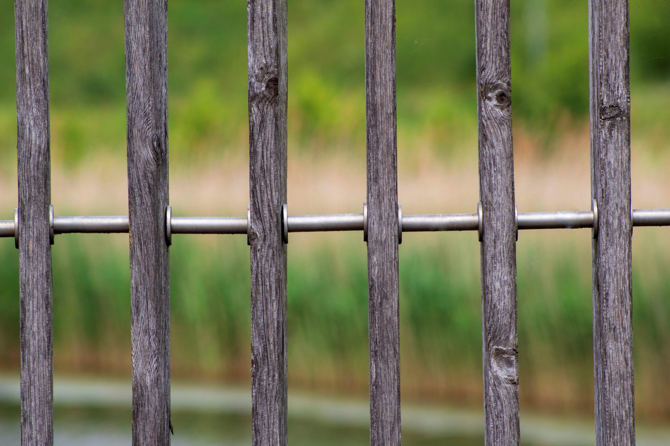 Close-up of decorative wooden fence rails